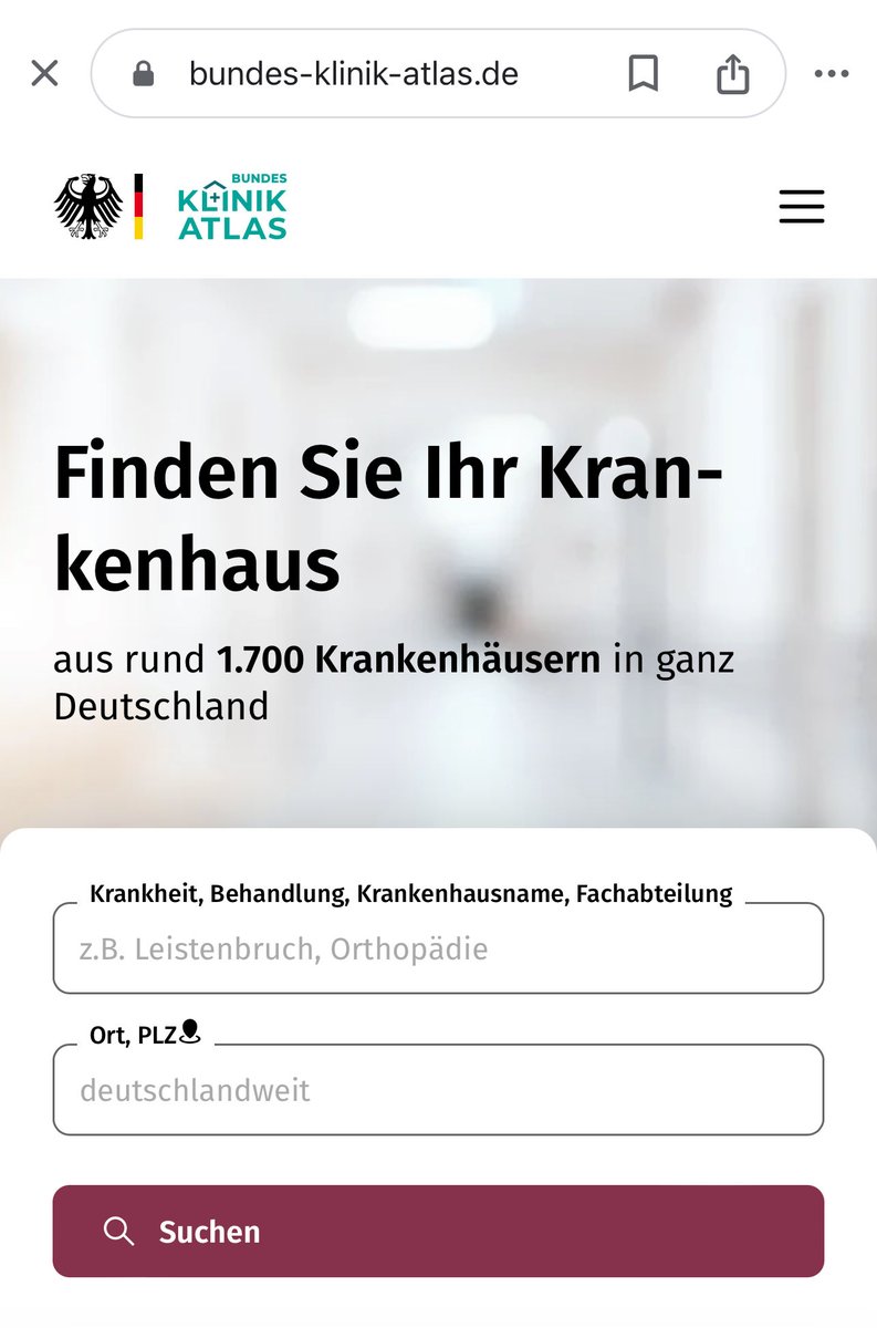 Ab heute ist unser BundesKlinikAtlas am Netz. Für jede seltene oder häufige Krankheit finden Sie die Kliniken in Ihrer Nähe, die auf den Eingriff spezialisiert sind. Selbst auf dem Handy können bis zu 10 Klinika miteinander verglichen werden. bundes-klinik-atlas.de