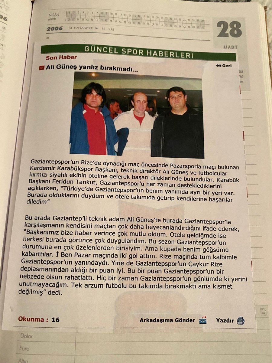 2006 yılında Gaziantepspor da iken ali güneş hocam ve erdal aslan hocam ziyarete gelmiş öyle cart curt konuşmasın boş konuşanlar ömrümüzü verdik bu işe agalar...🖤❤️