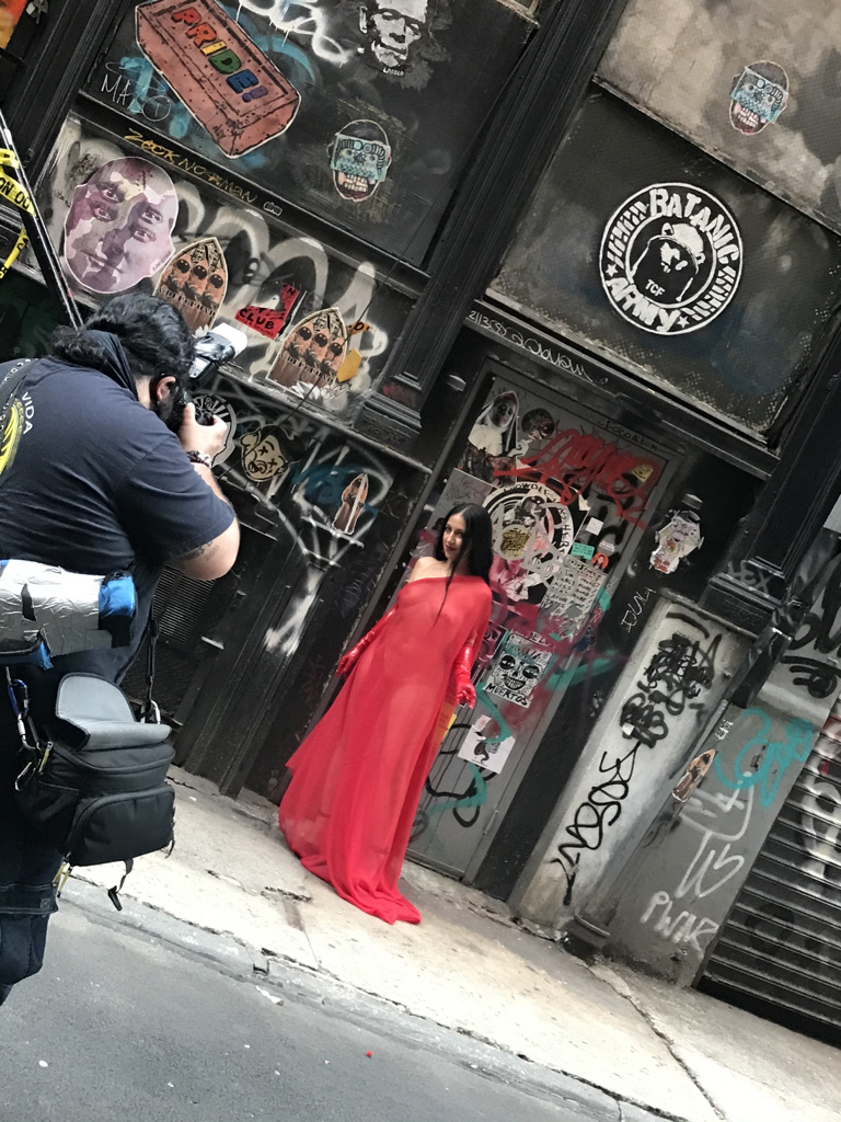 Behind the scenes in our 'hood from our Irkalla photo shoot with Max R Sequiera. It was so hot that day! #vajra #nyc #irkalla #femalefrontedmetal #gothicprog #metalgoddesses #vajratemple