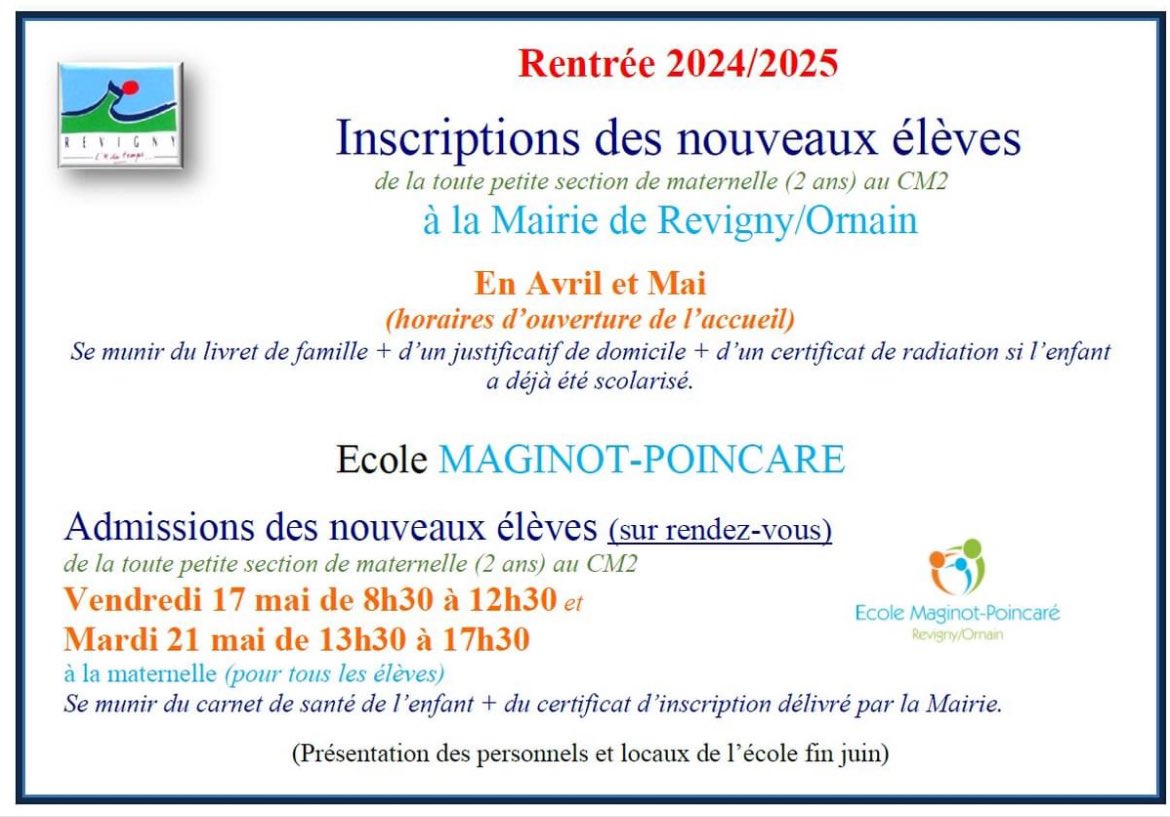 Inscriptions à la maternelle pour la rentrée .