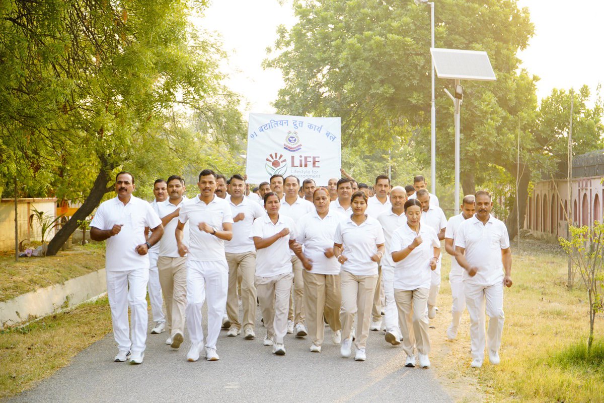 'Take a step towards better health with #MeriLife! 🚶‍♀️🌿 Walkathon  was organised in order to promote mental and physical health  @91Bn #RAF #crpfindia.