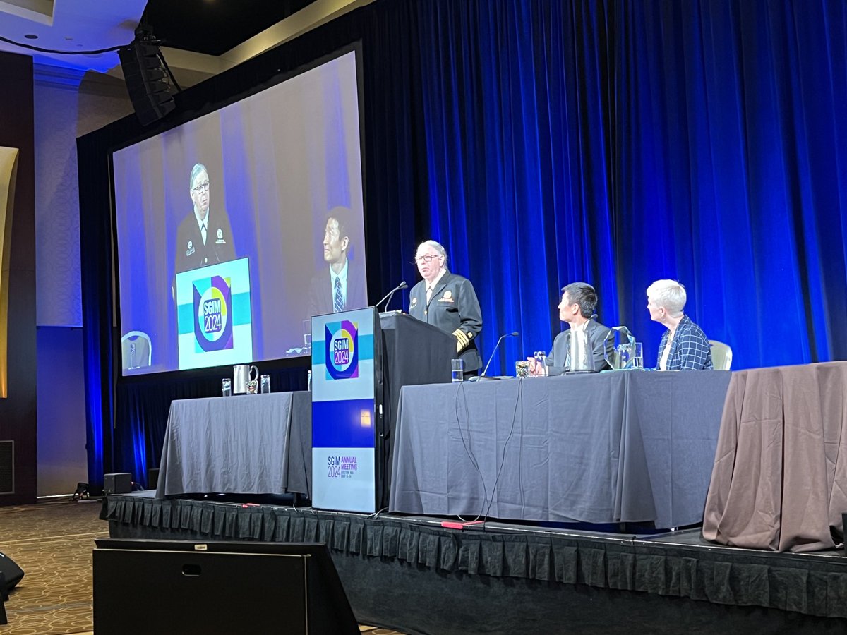 Admiral Rachel Levine, MD, discussing People and Places Thriving, care of LGBTQIA+ persons, health equity, and climate change as existential threat ⁦@SocietyGIM⁩ #SGIM2024