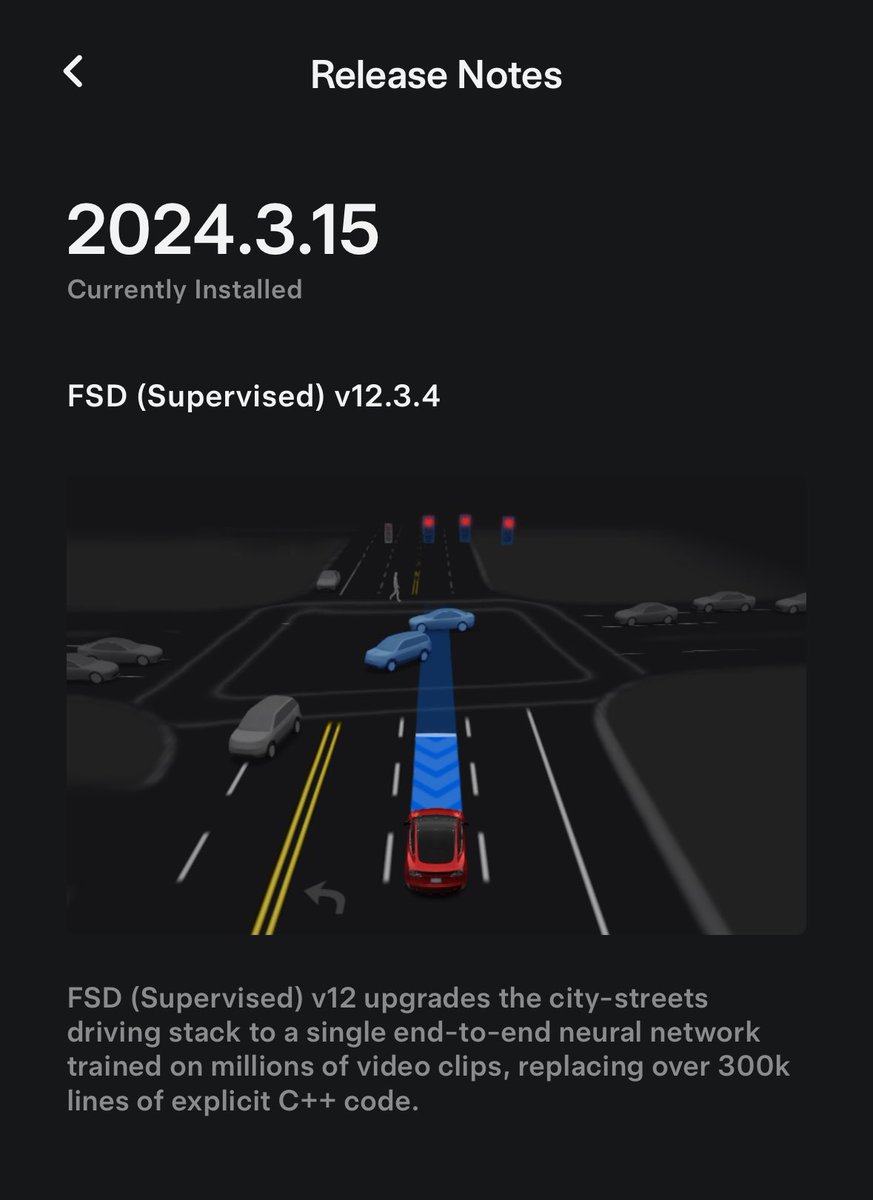 For those asking: FSD (Supervised) v12.3.4 released via 2024.3.15 pkg