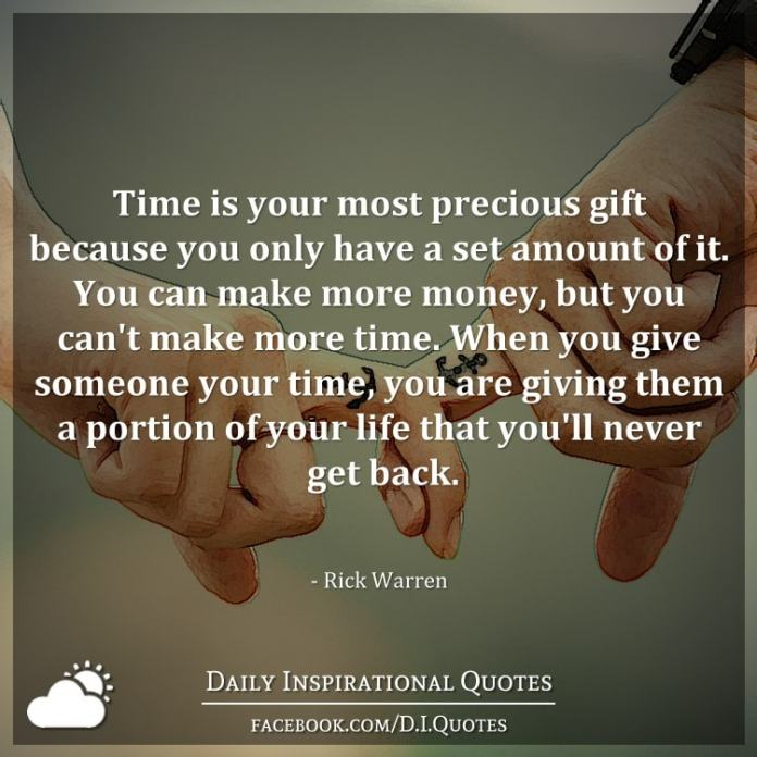 In a world where we're so busy, giving someone your time is one of the most valuable gifts you can give. 

Take time to listen, share a meal, or simply be present. Your time shows that you care. 

What are you going to do to share time with lovedones?

#QualityTime #ValueMoments