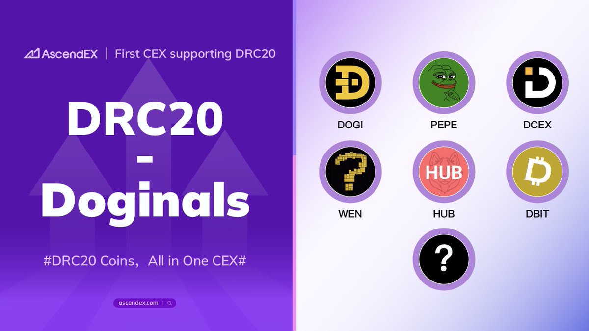 AscendEX_'s tweet photo. 🚀 Exciting news! 🌟 

👀Guess which #DRC20 token will be the next to get listed on our exchange!

📝Share your predictions below! 🤔💰 

#DOGI #PEPE #DCEX #HUB #WEN #DBIT #AscendEX #crypto #listing #DRC20 https://t.co/MmcZFsCCWb