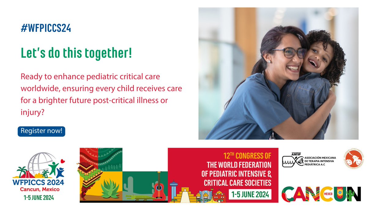 Join us at #WFPICCS24 as we revolutionise pediatric critical care, ensuring every child receives optimal care for a brighter future post-critical illness or injury! 🌟 Together, let's enhance healthcare for our youngest patients worldwide! bit.ly/4bD4xAz