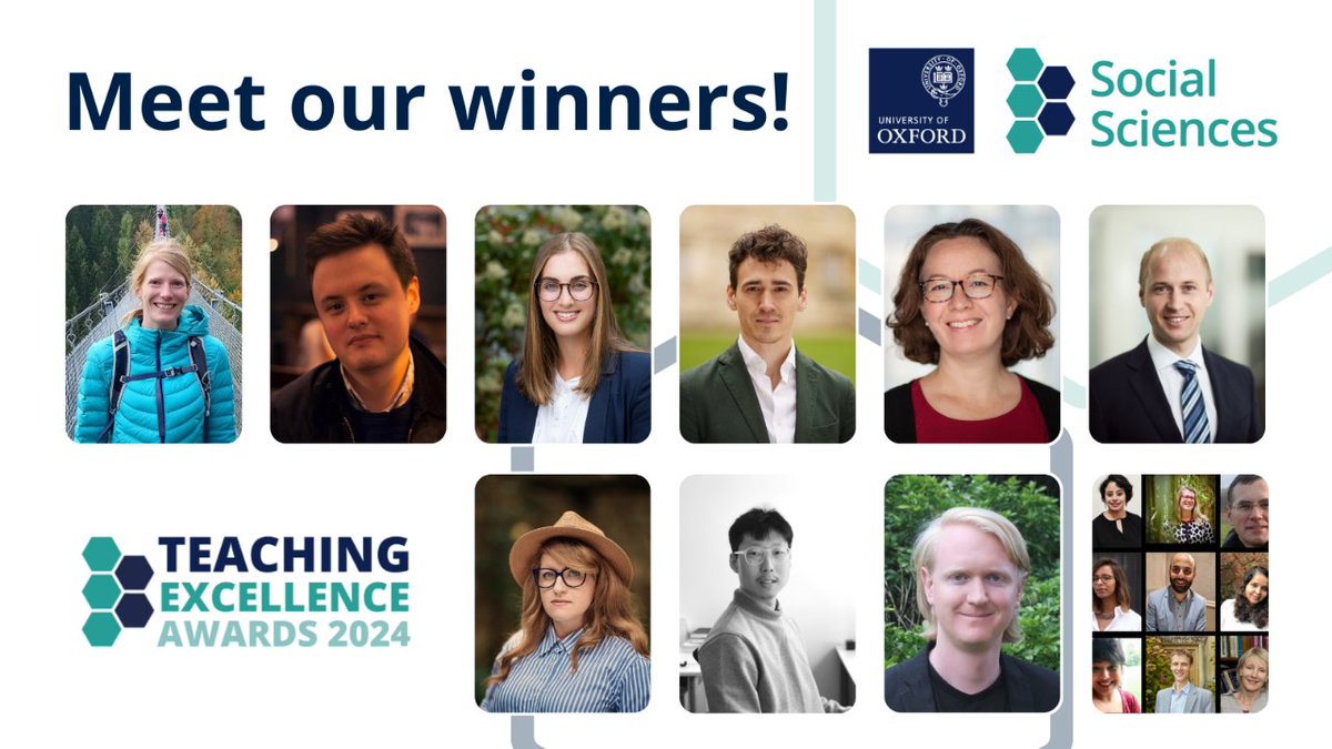 We are delighted to announce the winners of our Teaching Excellence Awards 2024! 👏 These annual awards are a wonderful opportunity to recognise the commitment & innovative teaching practices demonstrated by our colleagues across the Division. More: socsci.ox.ac.uk/article/nomine…