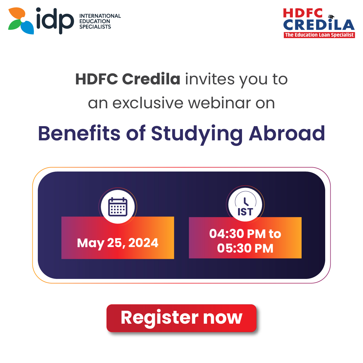 Calling all higher education aspirants wanting to explore study opportunities overseas! 📚 Join us on May 25, 2024 for an exclusive FREE webinar on 'Benefits of Studying Abroad'. Don't miss out on this informative session! Date: May 25, 2024 Time: 4:30PM to 5:30PM Register