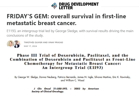 New post of the 'Friday's GEM' section of the Drug Development Letter ! A seminal trial in breast cancer led by @GeorgeSledge51 Check it out❗️drugdevletter.com👇
