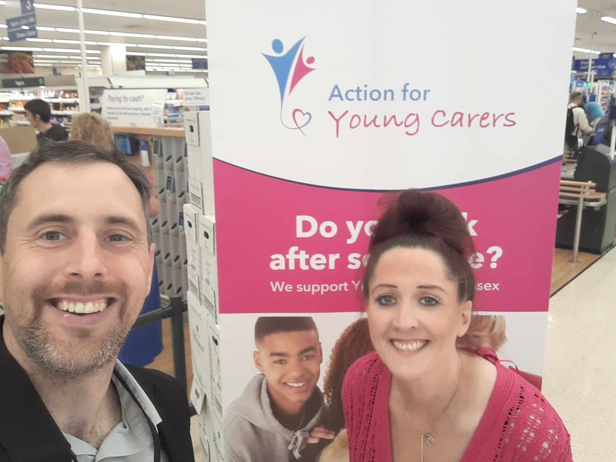 Our Young Carers Service Manager Chris and Support and Development worker Laura visited Church Langley Tesco's today as part of their blue token scheme, talking to customers about what AFFC do. Thanks to everyone who stopped to chat and show us support! <a href="/Tesco/">Tesco</a>