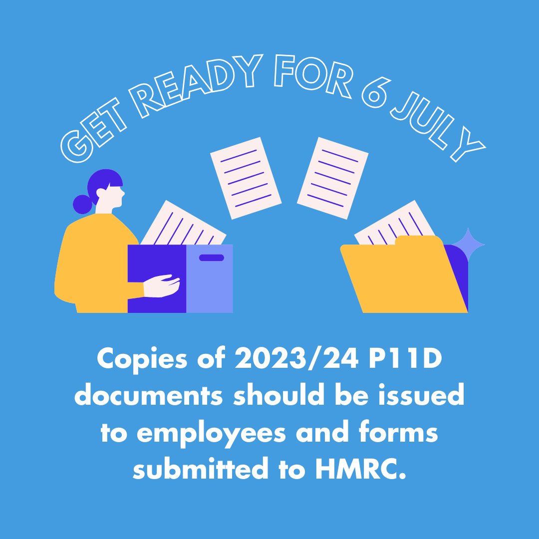 ⏰The P11D deadline is coming up! ⏰
 
6 July may seem far off, but it will come around faster than you think…  
 
Make sure you issue the 2023/24 copies of P11D documents to your employees and HMRC by this date.  
 
#P11D #Payroll