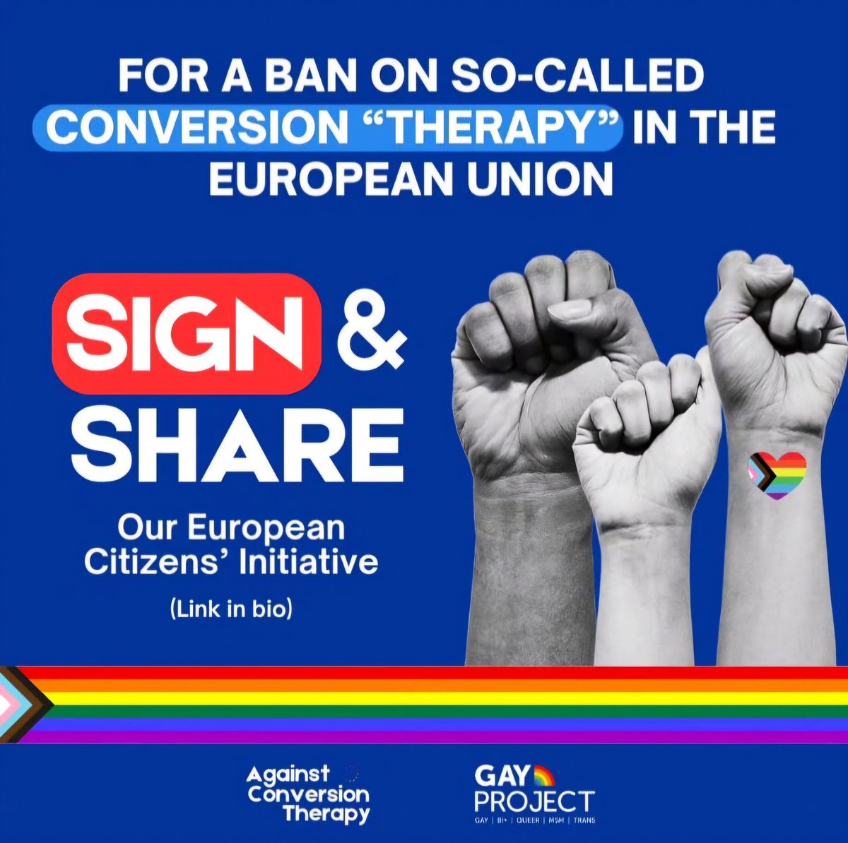 For this year's IDAHOBIT 🏳️‍🌈 under the title “No one left behind: equality, freedom and justice for all”, we ask you to help us. ‼️ SIGN THE ECI to ban conversion practices in the European Union ✍🏻 🇪🇺 eci.ec.europa.eu/043/public/#/s…