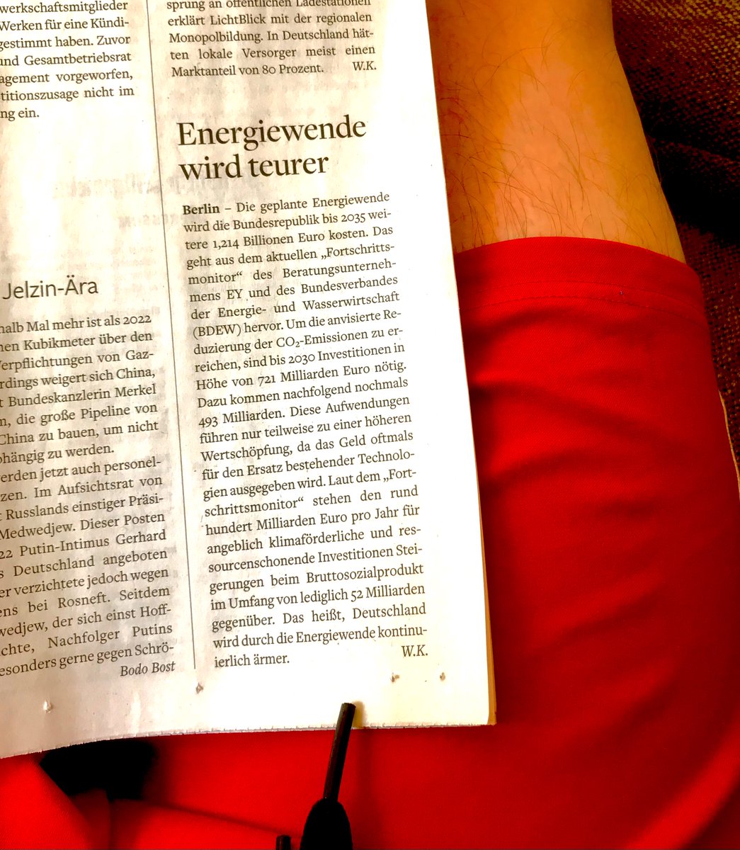 So viel zum Thema sog. #Energiewende. 1,2 Billionen €  bis  2035. Unfassbar!  Was man mit dem vielen Geld sinnvoll für unser Land, für die Rentner, Kinder, Armen usw. tun könnte, aber lieber „rettet“ man ja das sog. #Klima.