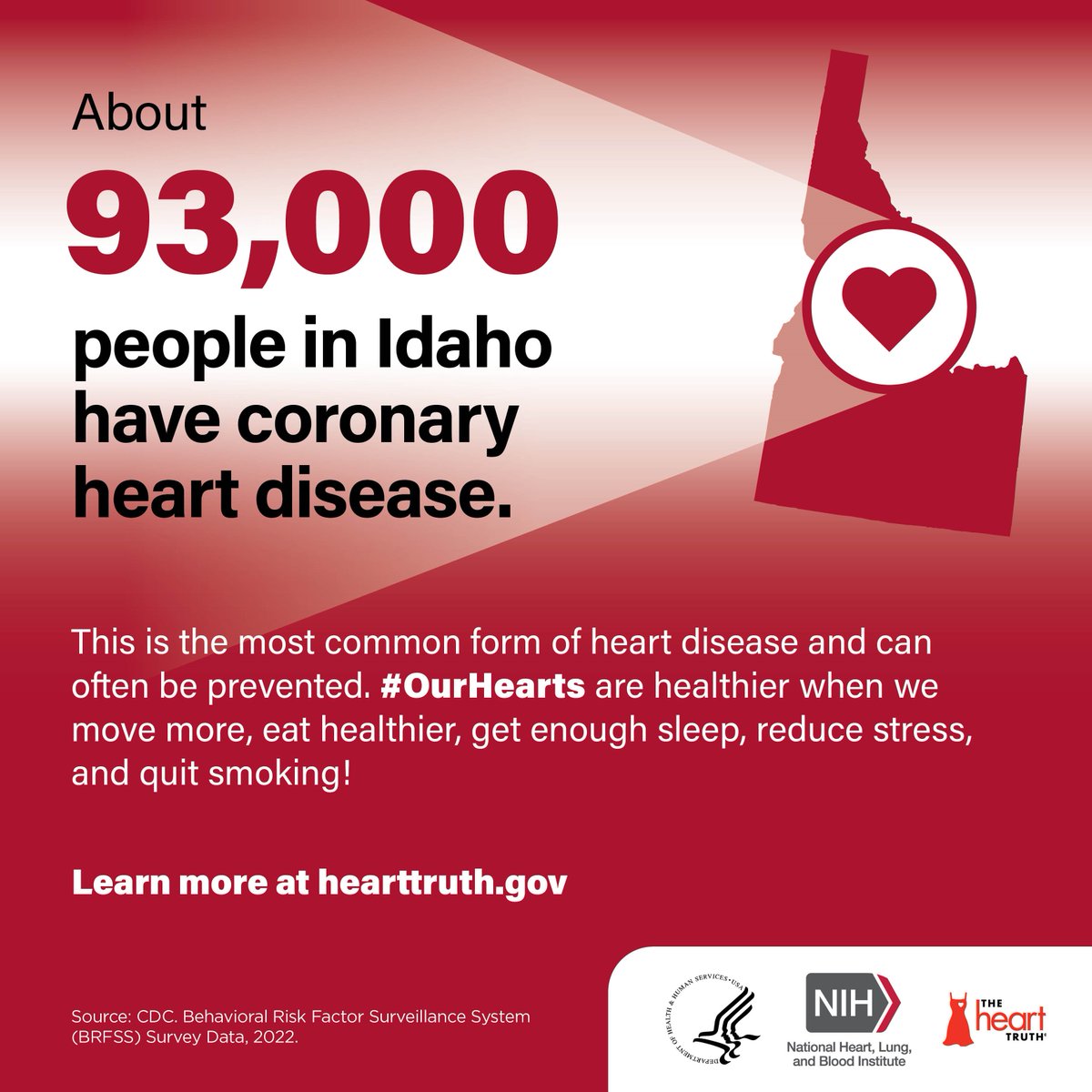 Today is National Idaho Day! About 93,000 people in the Gem State have #HeartDisease. Know your risk so your heart health can shine. go.nih.gov/G1OTgd3
@IDHW