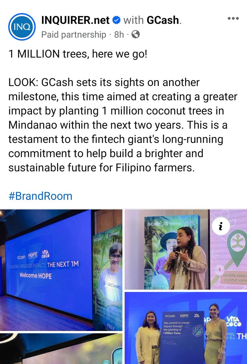 1 million trees daw pero puro coconut 😭

Mono-crop plantation ata ang goal nila at hindi reforestation. Kadiri. Nakakalbo na ang mga kagubatan ng Mindanao tapos business pa rin talaga ang nasa isip nila. Greenwashing!!!