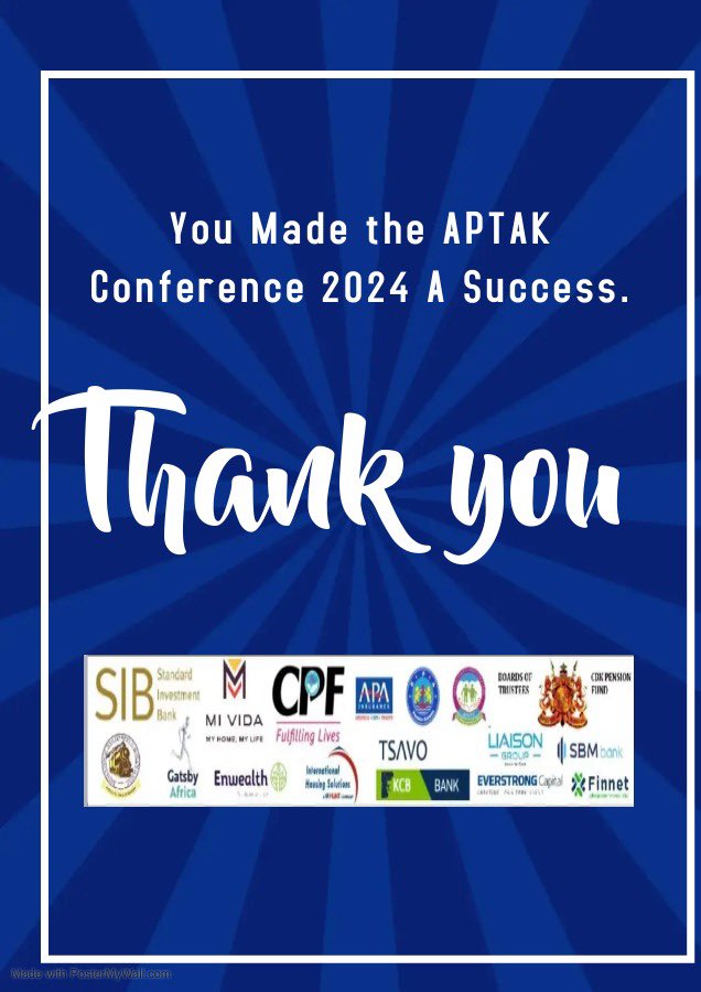 We would like to say a big thank you to all our partners and trustees.

Your unwavering support made the 3rd Annual APTAK Conference a BIG success. 

We couldn't have done it without you. 

Here's to a sustainable and innovative pension future .

#APTAK2024