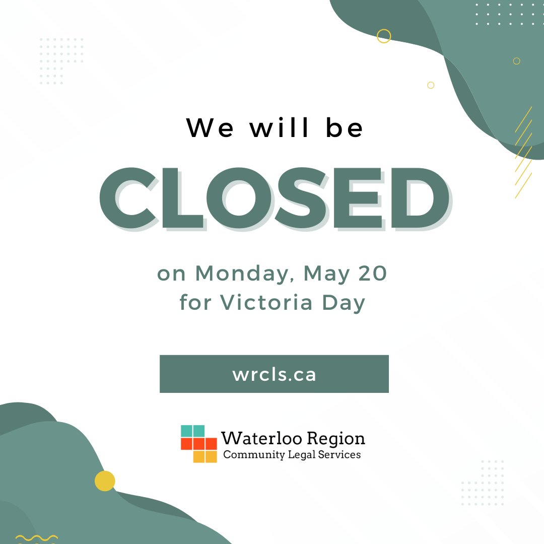 We will be closed on Monday, May 20 for Victoria Day. We will reopen on Tuesday, May 21 at 8:30 am. Have a great long weekend! - WRCLS Team
