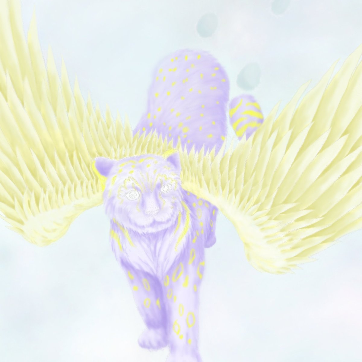 ☆Snow Leopard Angel☆
ユキヒョウの創作動物です！
今日は翼に色付けしました！
#動物画
#animalart
#猫科動物
#絵描き