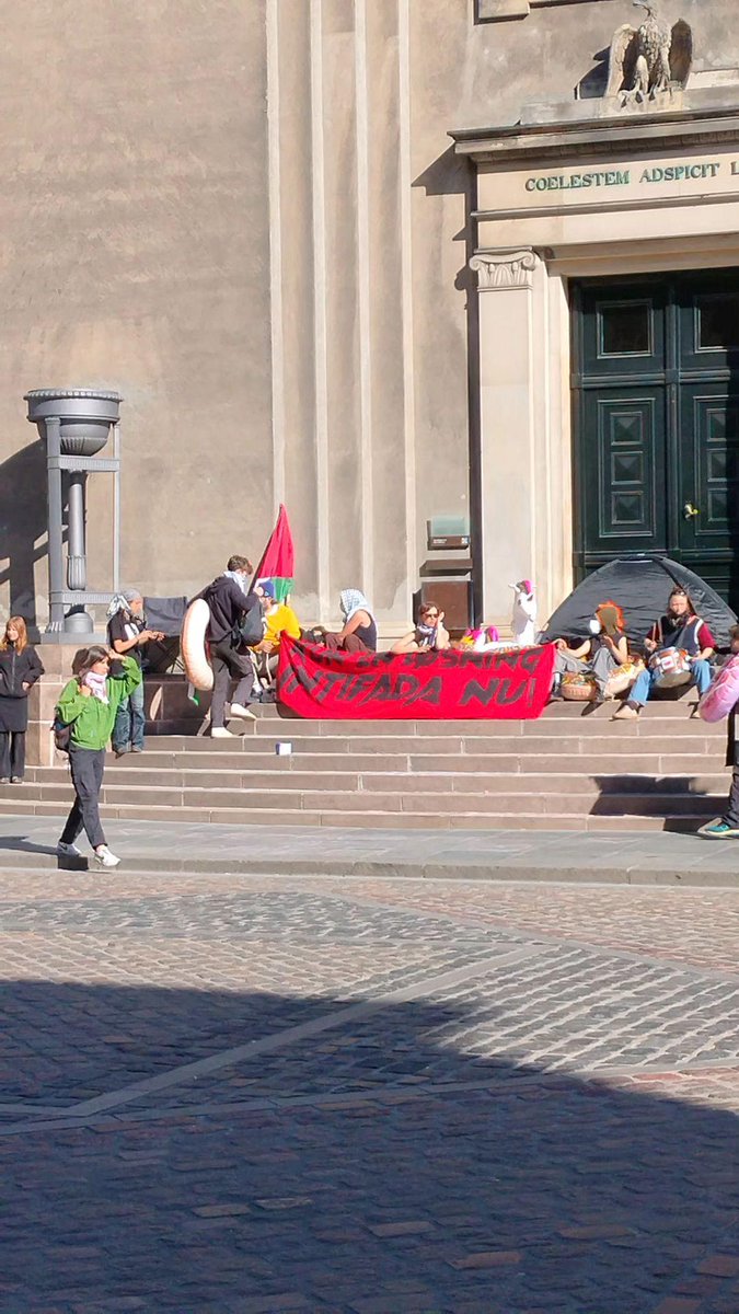 ”Kun én løsning. Intifada nu!”

En direkte reference til den voldelige opstand mod israelere i 1987 og 2001, hvor civile israelere blev myrdet.

Skandaløs opførsel ved Københavns Universitet.

Det bør medføre konsekvenser for de studerende, som deltager.