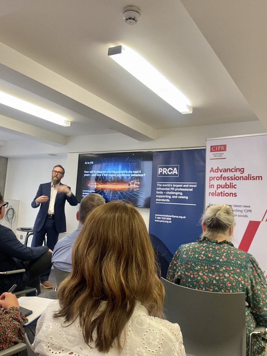 RNN Communications (@rnncomms) on Twitter photo How will AI integrate into PR practice & impact on practitioner behaviour - a really great session with expert <a href="/andismit/">Andrew Bruce Smith</a> at The Mac in Belfast, jointly hosted by <a href="/PRCA_HQ/">PRCA</a> NI and <a href="/CIPR_NI/">CIPR Northern Ireland</a> How will AI integrate into PR practice & impact on practitioner behaviour - a really great session with expert <a href="/andismit/">Andrew Bruce Smith</a> at The Mac in Belfast, jointly hosted by <a href="/PRCA_HQ/">PRCA</a> NI and <a href="/CIPR_NI/">CIPR Northern Ireland</a>