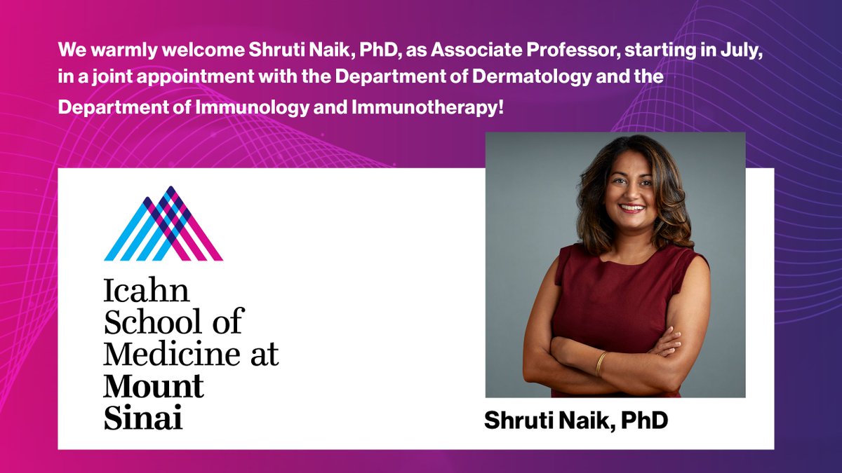 Congratulations! @DrShrutiNaik has received the Leo Foundation Award 2024. AND we warmly welcome her to @IcahnMountSinai as Associate Professor w- a joint appointment in Dept. Dermatology and Dept. Immunology & Immunotherapy in July! @EmmaGuttman @MiriamMerad @SinaiImmunol