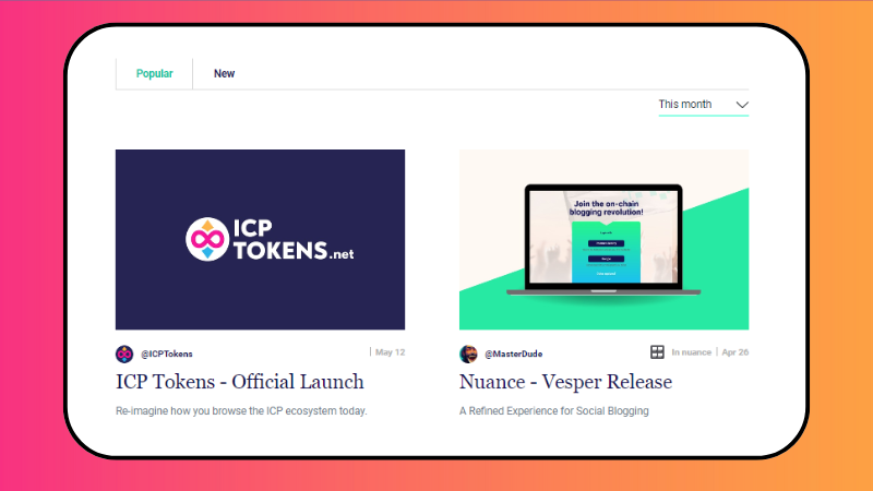 We're absolutely buzzing that you all enjoyed reading about our mission and our launch article has even risen to the #1 spot on @nuancedapp! ❤️ We're incredibly inspired by your support, and we're continuing to develop the ICP Tokens platform. An update to the platform's