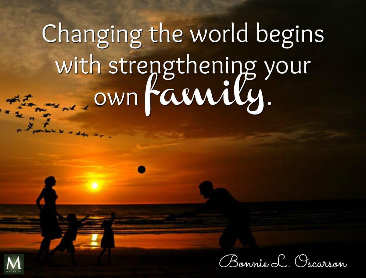 'Changing the world begins with strengthening your own family.' ~ Sister Bonnie L. Oscarson 

#TrustGod #CountOnHim #WordOfGod #HearHim #ComeUntoChrist #ShareGoodness #ChildrenOfGod #GodLovesYou #TheChurchOfJesusChristOfLatterDaySaints