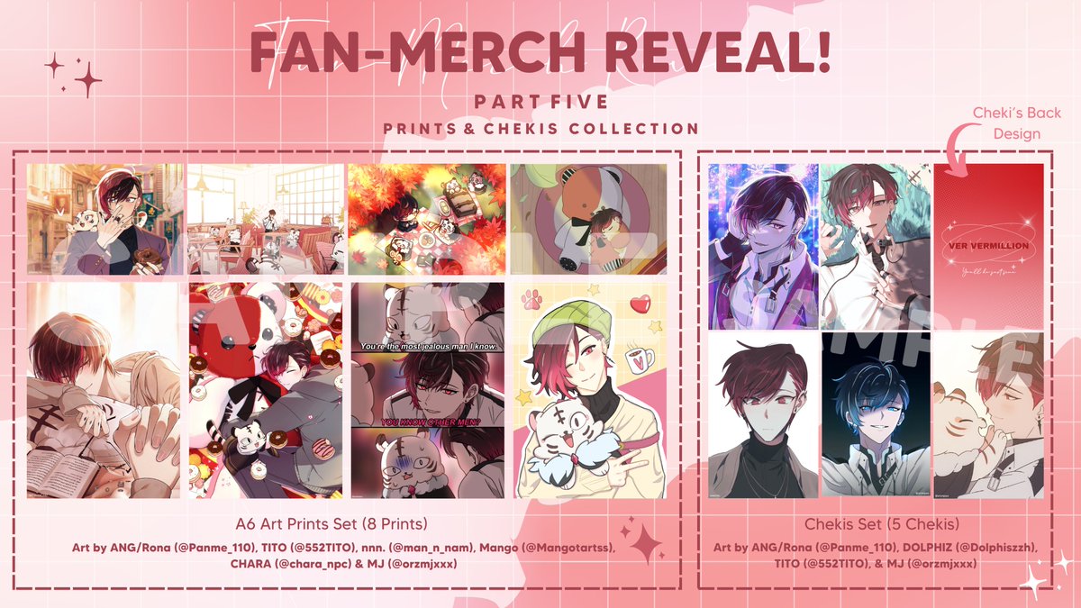 [Fan-Merch Reveal Pt. Five] 
Our last reveal!

We would like to thank all the artists for contributing their wonderful art for this collection!❤️

We will release the pricing menu & GOMs sign ups very soon. 👀 PO in June!

Not affiliated with ANYCOLOR Inc. or NIJISANJI/EN.
