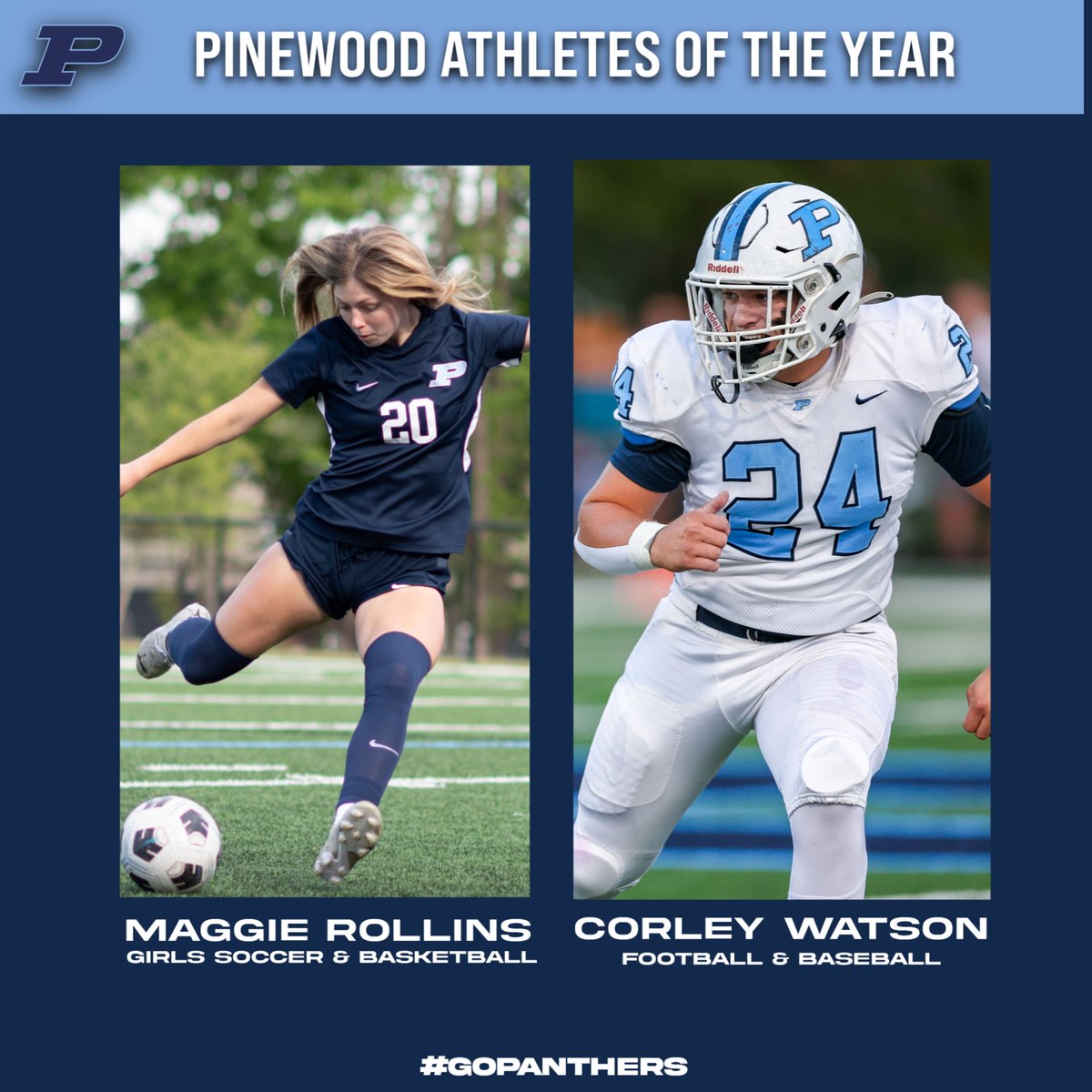 Congratulations to our 2024 Pinewood Scholar Athletes and Athletes of the Year.

Scholar Athletes
Sara Clayton & Troy Dandridge

Athletes of the Year
Maggie Rollins & Corley Watson
#GoPanthers