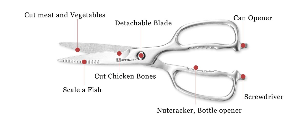 Introducing the KEEMAKE Kitchen Scissors! These 8.5-inch heavy-duty shears are crafted from high-carbon stainless steel (420J1) for exceptional durability and sharpness. Perfect for all your kitchen tasks! ✂️🍴 #KEEMAKE #KitchenScissors #CookingTools