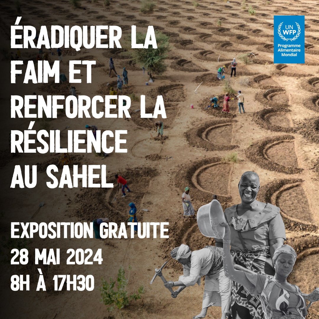 Vous souhaitez en savoir plus sur le travail du @WFP_FR? Rejoignez-nous pour une exposition interactive qui illustre la force & la résilience des communautés bénéficiant des programmes de résilience intégrée du PAM au Sahel 👇 🗓️28 Mai 🕐 8h à 17h30 🗺️ 350 rue Albert, Ottawa