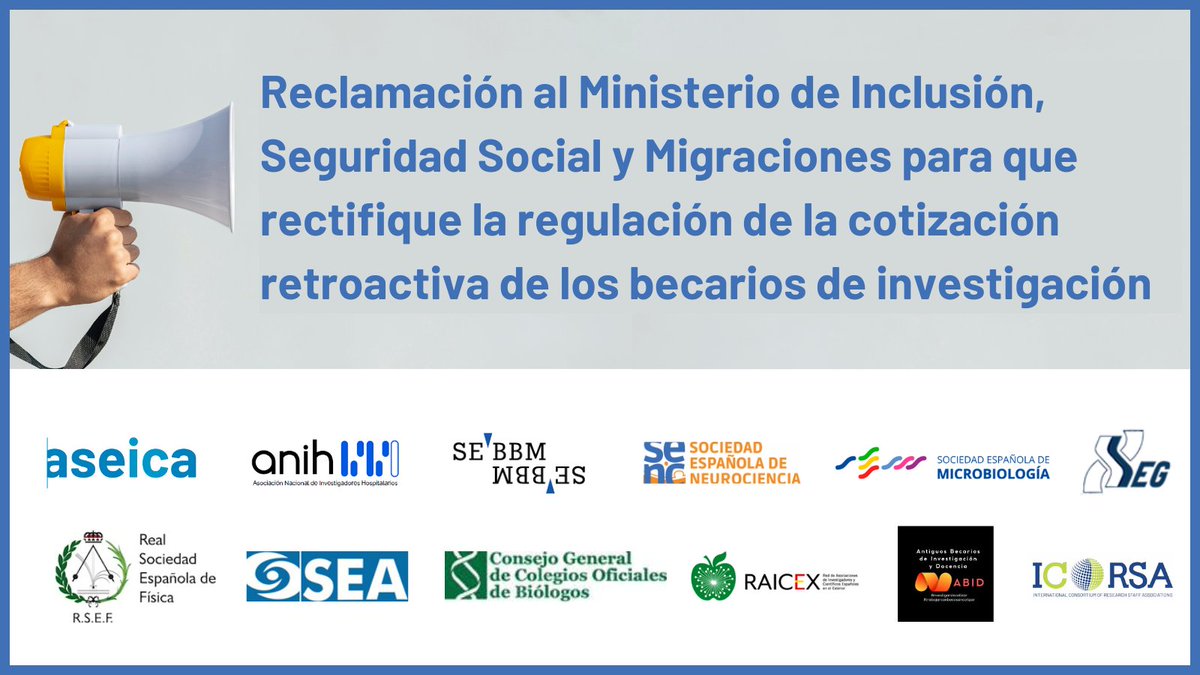 📌COMUNICADO: Asociaciones científicas presentan alternativas a la Secretaría de Estado de la Seguridad Social y Pensiones @inclusiongob @SaizElma @CorujoBorja para rectificar una orden ministerial que afecta a miles de investigadores españoles. 🔽🔽 aseica.es/asociaciones-c…