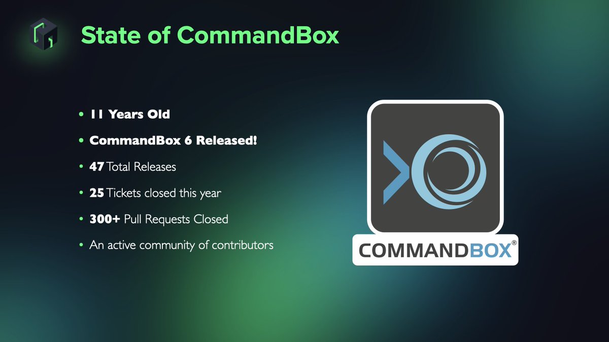 coldbox's tweet photo. CommandBox is now 11 years old! And it has never been more popular among developers.
CommandBox 6 is the latest release packed with great improvements to security, multi-server configurations, and more.
#intothebox https://t.co/arOumlBvMr