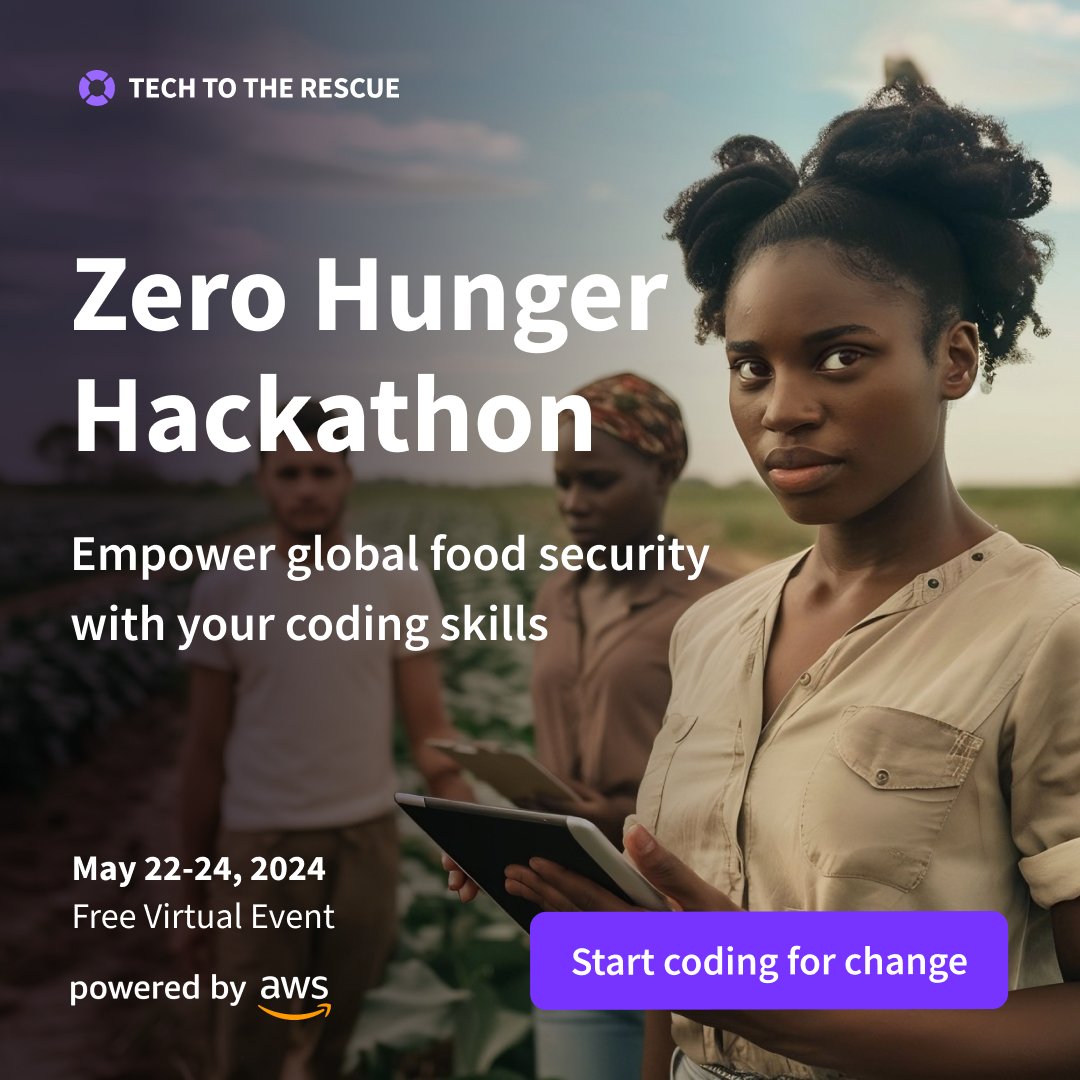 📣 Harness technology for social impact at the Zero Hunger Hackathon, May 22-24. 🤝 #AWSPartners join forces with @awscloud and builders around the globe to address food security challenges in Latin America and Sub-Saharan Africa. 🌍 Register here 👉 go.aws/4aqLkBf