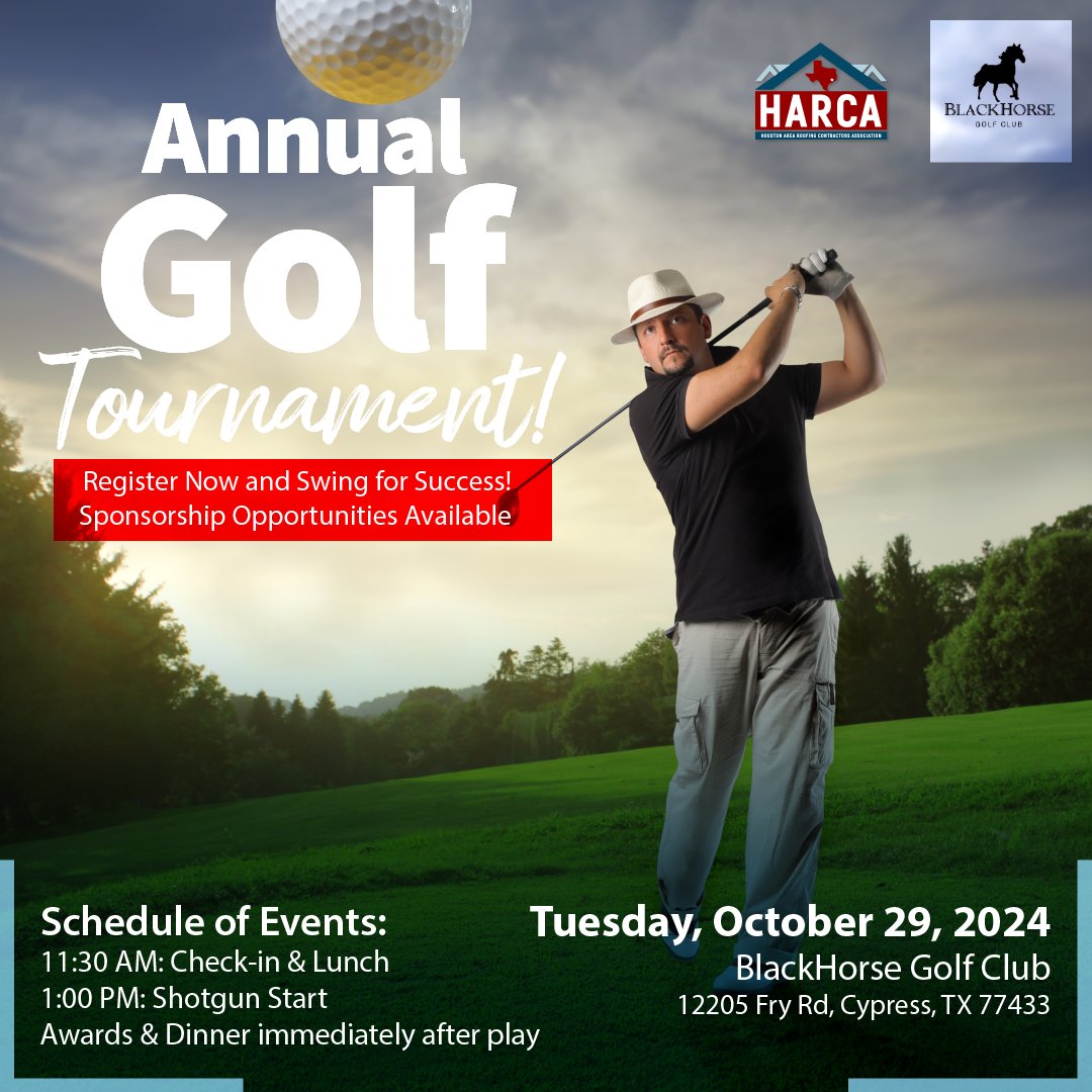 Join us at BlackHorse Golf Club for the most anticipated golf event of the year

Check-in starts at 11:30 AM followed by lunch, with a shotgun start at 1:00 PM

Register now
hubs.ly/Q02x1VTP0

#RoofingContractors #ContractorAssociation #CommercialRoofing #ResidentialRoofing