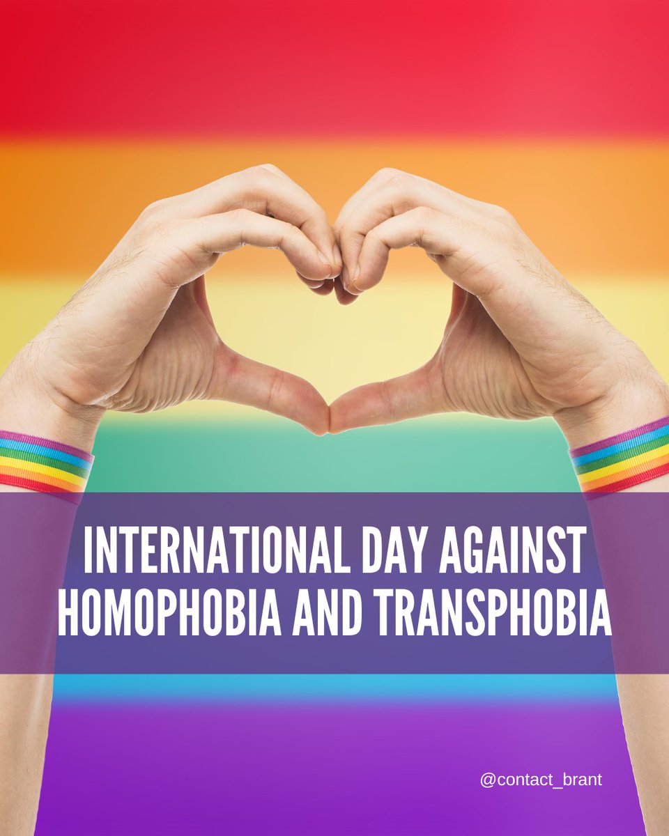 Today is the International Day Against Homophobia and Transphobia.

Together we can protect and fight for the rights and inclusion of LGBTIQA+ people around the world. Visit <a href="/may17mai/">17 mai / May 17</a> to learn more.

#ContactBrant is a safe space for LGBTIQA+ people and their families. 

#Brant