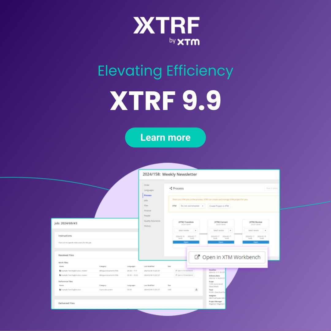 🚀 With XTRF 9.9, project managers can now seamlessly initiate smart projects from XTRF to XTM Cloud, saving valuable time and effort.

Enjoy greater control and efficiency in your project management workflow!

👉 Learn more about the enhanced integration: hubs.la/Q02xxhC30