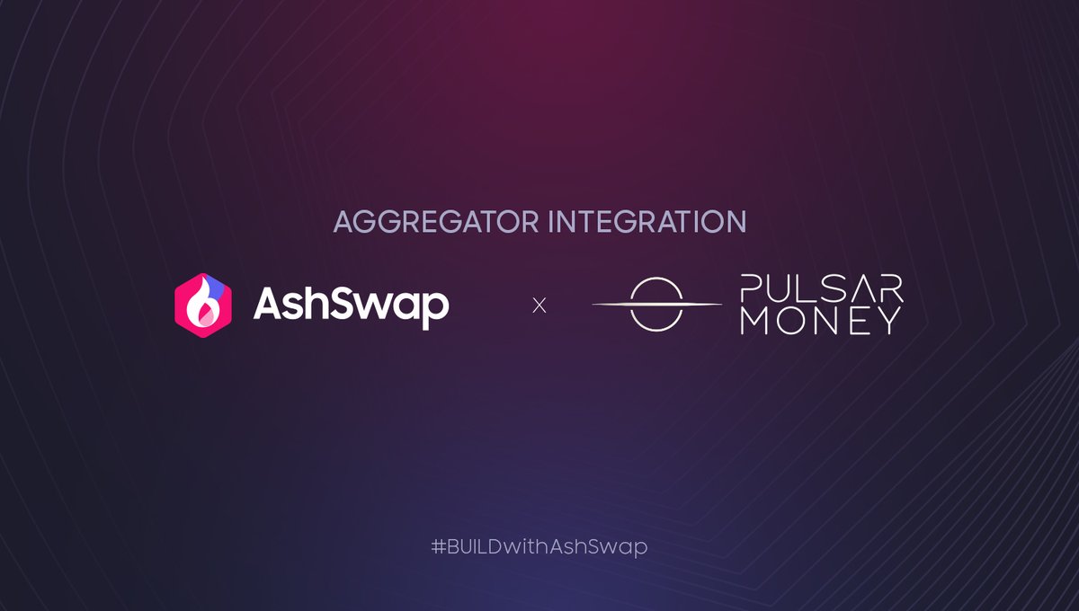 🚀 @PulsarMoneyApp has integrated AshSwap's Aggregator API! Users can now enjoy the best swap rates, smart routing and enhanced trading experience with AshSwap Aggregator via Pulsar Money app. 🛠 Check out our new SDK and #BUIDL with us: docs.ashswap.io/aggregator/agg…