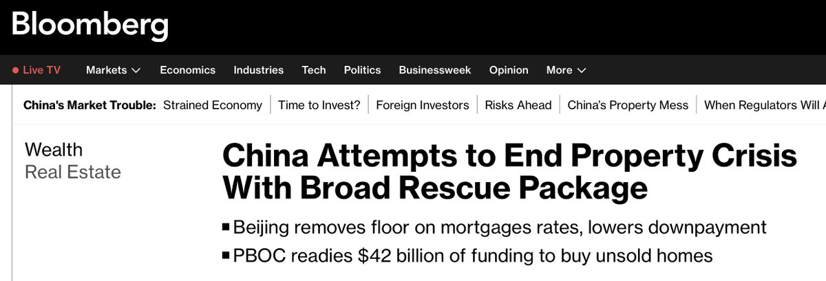 The funds proposed are off by a factor 1000, as in they do not know what they are doing; just PR/BS. The gov cannot bail out RE sector in any country. It is basic economics/math.

Massive deflation in China will continue for decades.