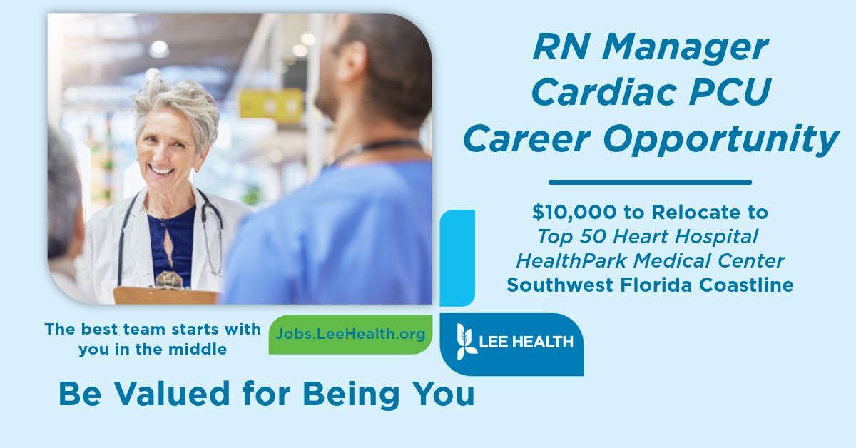Are you a Registered Nurse Manager ready to join our incredible team at HealthPark Medical Center in SW Florida? #LeeHealth is a large nonprofit located on the Southwest #Florida coastline. Self-schedule a call: oli.vi/13RZlej Apply now: bit.ly/LeeHealth_RN-M…
