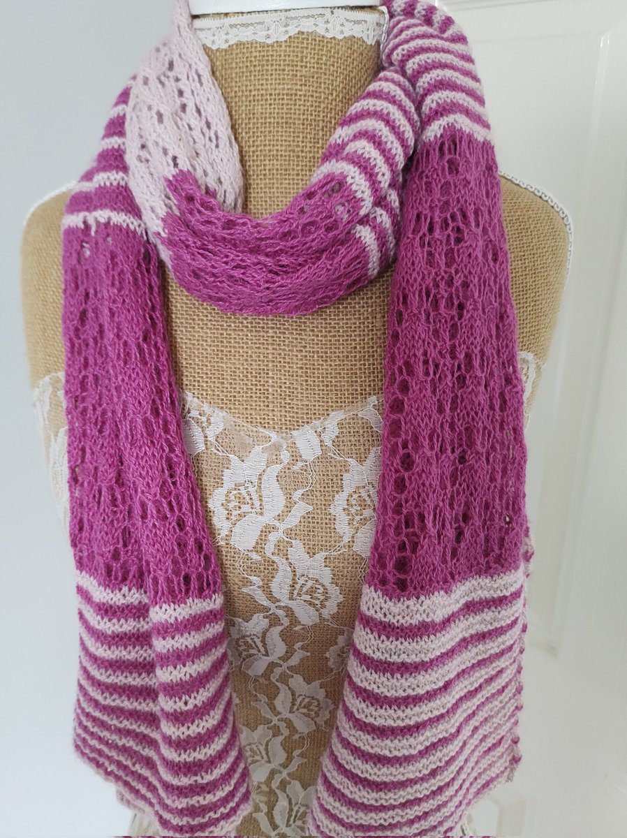 Lovely soft light scarf in pink! Available from my #etsyshop wooliebits.etsy.com/listing/171818… #etsyfavorites #etsy #handmade #handknit