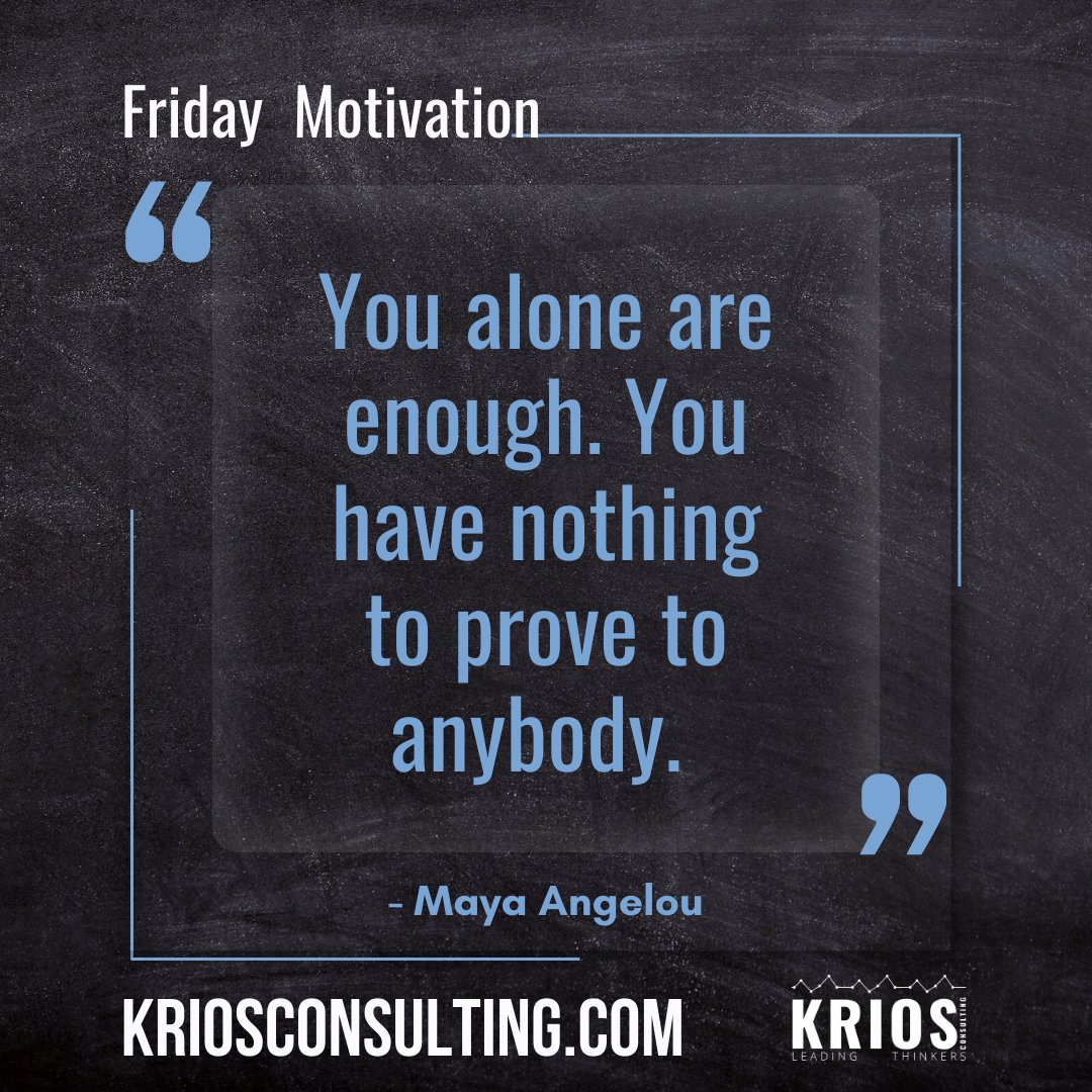 FRIDAY MOTIVATION:  'You alone are enough. You have nothing to prove to anybody,' - Maya Angelou. It's almost the weekend. Go out there and do what you do. Never mind the noise. #gratefullogic #friyay #friday @mayaangelou
