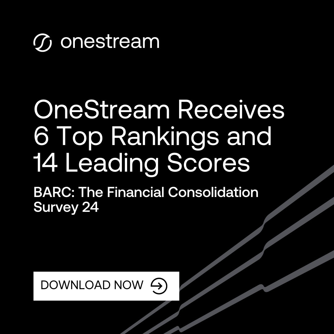 OneStream is recognized as a #Leader in the BARC: The Financial #Consolidation Survey 24. Download the survey to see how OneStream compares to other #software vendors and read what customers have to say about their experience with OneStream. hubs.li/Q02w9wM80