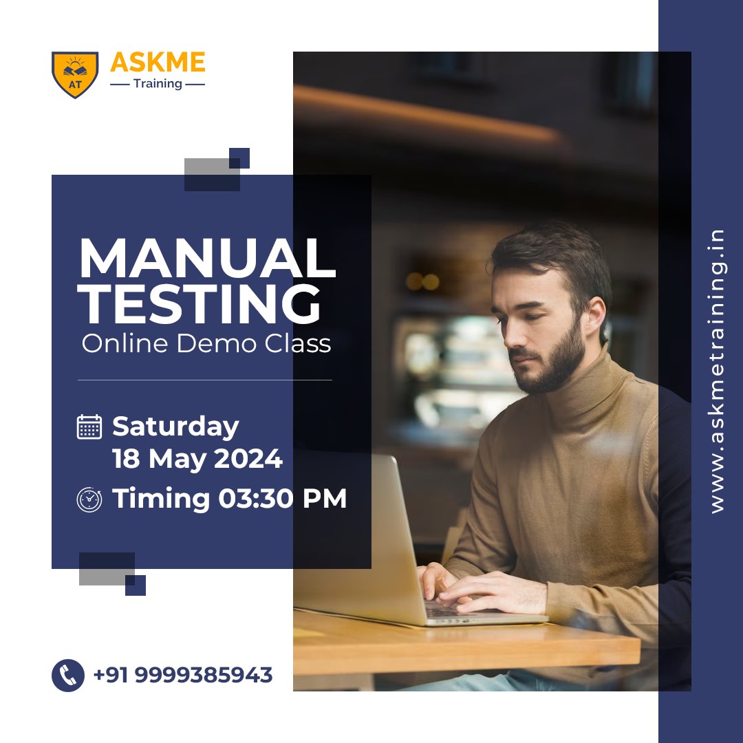 AskmeTraining's tweet image. Manual Testing Online Demo Class - Saturday 18th May Time 3.30 PM #testing #software #testingtype #askmetraining #manual #manualtesting askmetraining.in