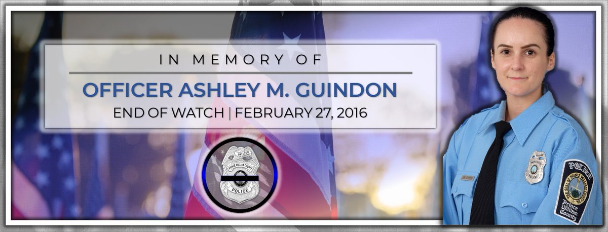 HONORING OFFICER ASHLEY M. GUINDON: EOW: February 27, 2016 Officer Guindon responded to a home in Woodbridge for a domestic altercation & was wounded by a man who had already killed his wife inside the residence. She died as a result of her injuries. #SisterInBlue #NeverForgotten