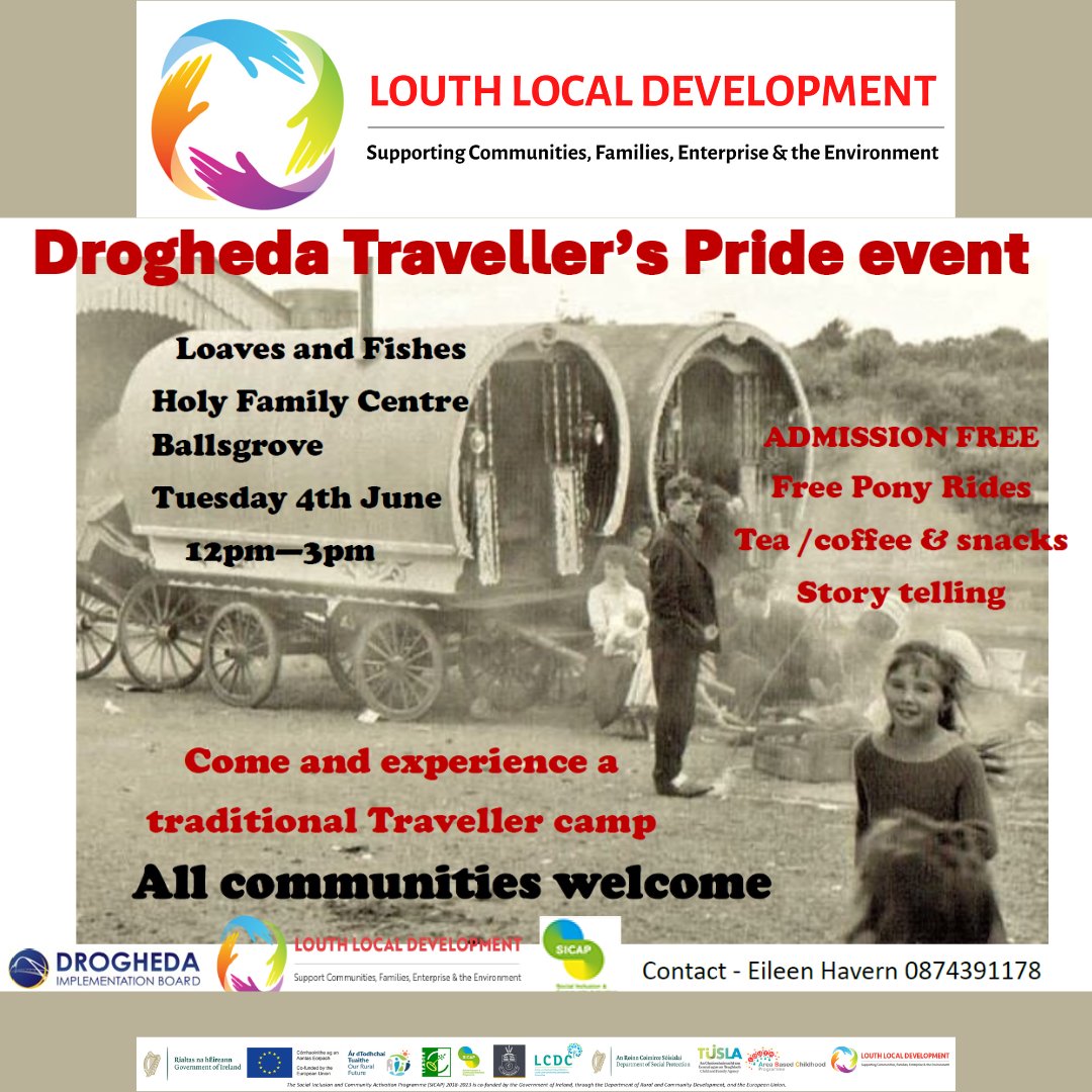We are thrilled to announce the first Traveller Pride event in Drogheda! Celebrate the rich culture of the Traveller community with us.
Don’t miss this vibrant celebration! 🎉

#TravellerPride #Drogheda #CommunityEvent #CulturalCelebration #Louth