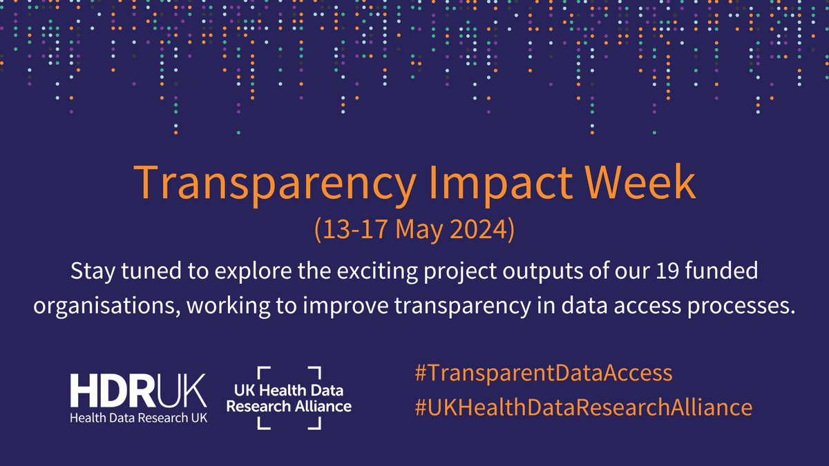 📣 On 22 May, we’re hosting an event where the 19 projects awarded funding to improve #TransparentDataAccess will be showcasing their hard work. In the run-up, we’ll be introducing some of the fantastic orgs so make sure to check back in next week! #UKHealthDataResearchAlliance