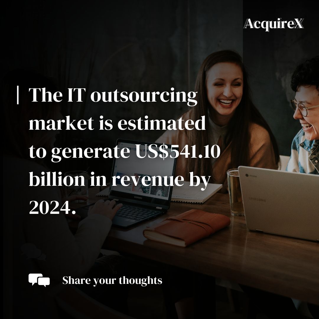 HelloAcquireX's tweet image. The IT outsourcing market is estimated to generate US$541.10 billion in revenue by 2024. 🤑

By 2029, the market is projected to have a value of US$812.70 billion, with revenue growing at a compound annual growth rate (CAGR) of 8.48%.

#ITOutsourcing #MarketProjection