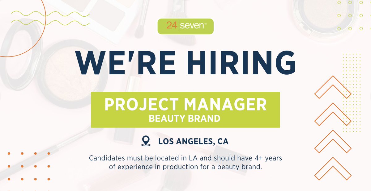 Our client is looking for a Project Manager to join their #LA team! In this role, you will be responsible for keeping production projects on track and working cross-functionally with the product development team. Click the link below and apply today! hubs.ly/Q02xk6h90