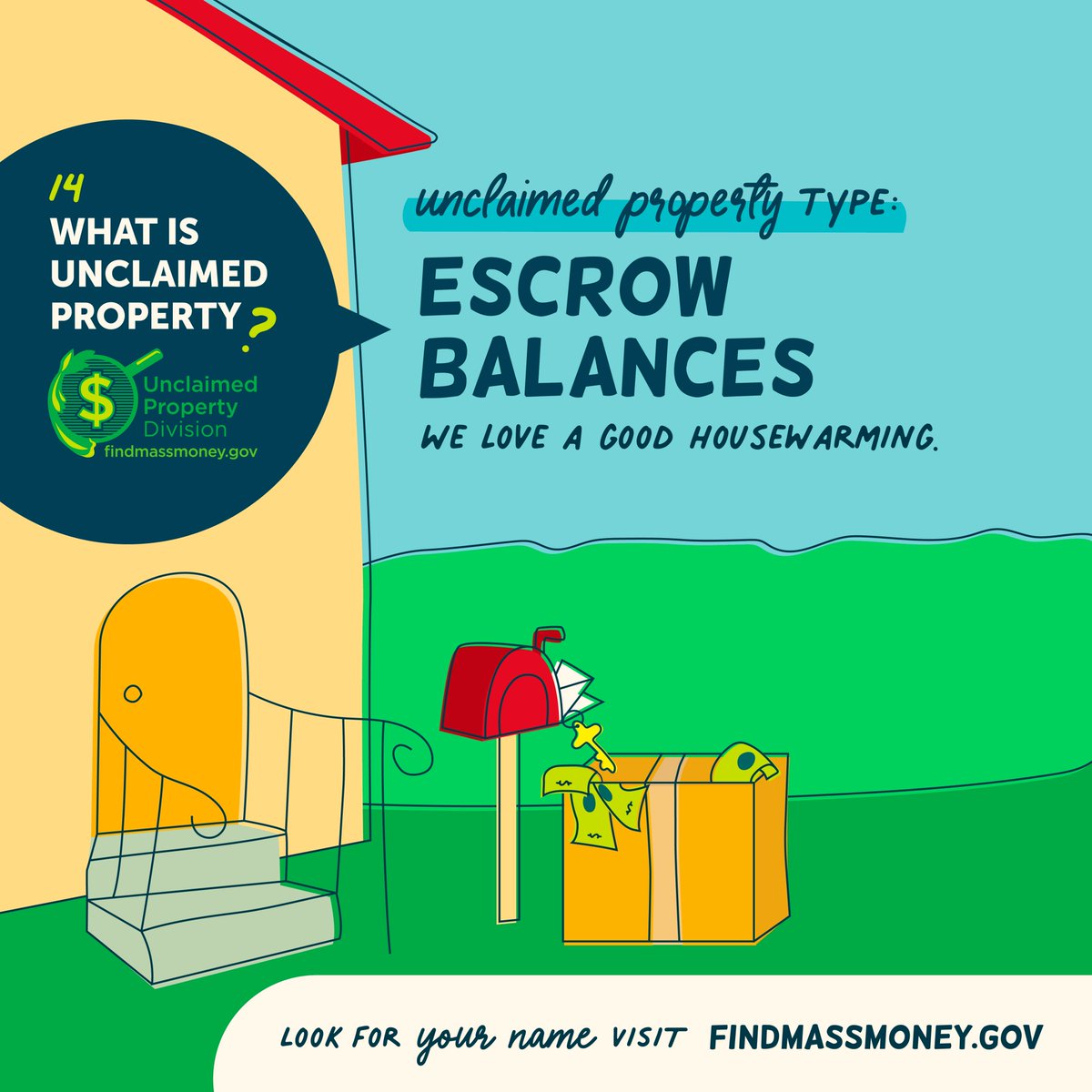 In buying a new property, there's a flurry of paperwork and transactions. Often escrow balances get lost in the shuffle and end up with us for safe keeping. Maybe you have an escrow overage waiting for you -- find out at findmassmoney.gov.